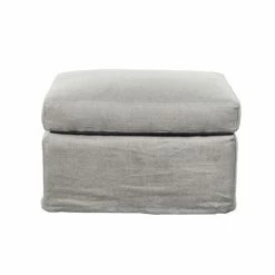 French Country - Dume Ottoman Soft Grey Cotton