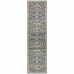 Tapete Rug - Babylon Wreath Look Runner Rug Navy 500x80cm