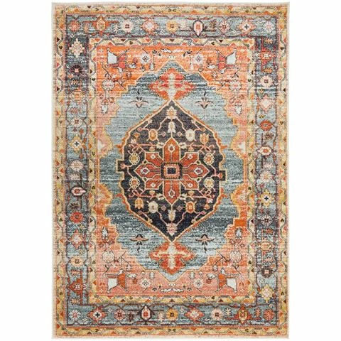 Tapete Rug - Rust & Blue Look Aztec Rug 230x160cm