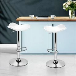 MyBar - Gas Lift Bar Stools PU White Set Of 2pc