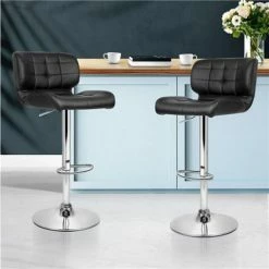MyBar - PU Gas Lift Bar Stool Black Set 2pc