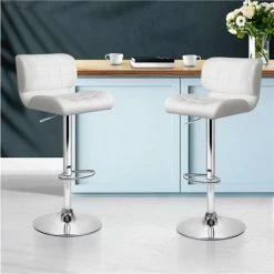MyBar - PU Gas Lift Bar Stool White Set 2pc