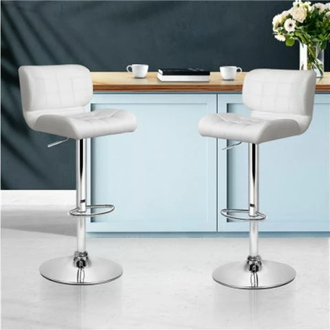 MyBar - PU Gas Lift Bar Stool White Set 2pc