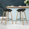MyBar - Wooden Footrest Bar Stool Black Set 2pc