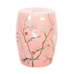 Florabelle - Major Mitchell Hand Painted Drum Stool Pink