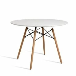Artiss - Round Dining Table Timber White 4 Seater 100cm