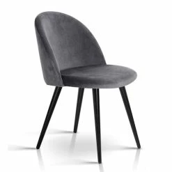 Artiss - Velvet Modern Dining Chair Dark Grey Set Of 2