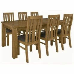 Urban Styling - Birdsville Dining Set With PU Seat Brown 7pc