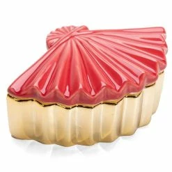 Luxe By Peter's - Eastern Fan Trinket Pot Red/Gold 14x9cm