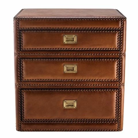 Vandenberg - Side Table Flemming Leather Tobacco