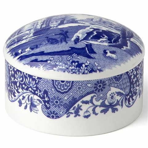 Spode - Blue Italian Round Trinket Box