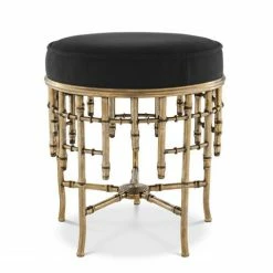 Vandenberg - Stool Alessia Vintage Brass Finish Black