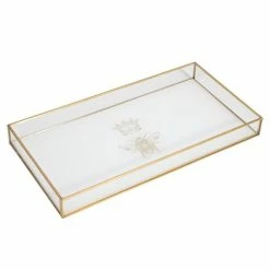 Flair Decor - Bee Tray White & Gold 35x3.6x18cm