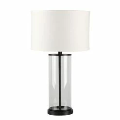 Cafe Lighting - Left Bank Table Lamp Black W White Shade