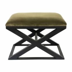 Cafe Lighting - Spencer Black Timber Stool Velvet Moss