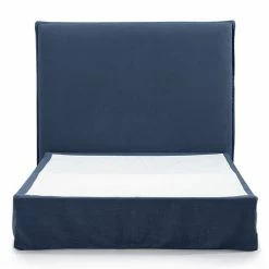 Cafe Lighting - Brighton Slip Cover Q Bedhead W/Valance Navy