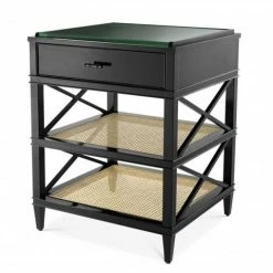 Vandenberg - Side Table Bahamas Black Finish Natural Cane